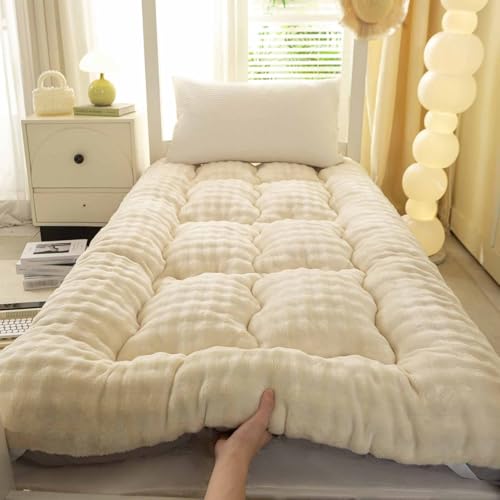 Yadlan Matelas Futon, Matelas De Sol Japonais épais pour Lit Simple, Double Ou Queen, Tapis De Sol Pliable Et Compact, Garnissage en Duvet, Matelas De Sol Idéal Beige 60 * 120cm