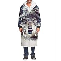 Oversize Indossabile Coperta Con Cappuccio Geometria Animali Felpa Confortevole per Adulti Donne, Multicolore, taglia unica