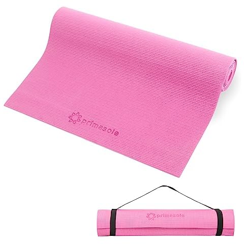 Primasole Yoga Mat with Carry Strap for Yoga Pilates Fitness and Floor Workout at Home and Gym 1/4 thick (Azalea Pink Color) PSS91NH004A Cover