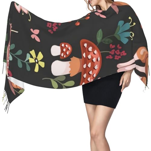 Mushrooms Imitation Cashmere Tassel Scarf Winter Scarf Autumn Softest Classic Warm3