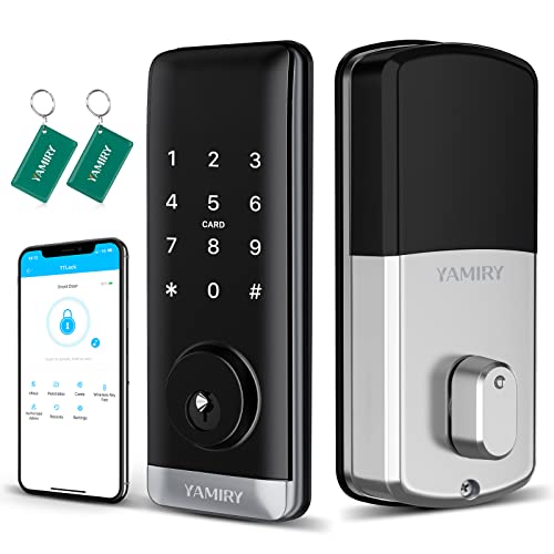 Keyless Entry Door Lock, Yamiry Smart Deadbolt Lock, Smart Door Lock, Keypad Deadbolt ,Electronic Digital Door Lock, Smart Locks for Front Door, Smart Lock with Key Card, Keypad Code Door Lock