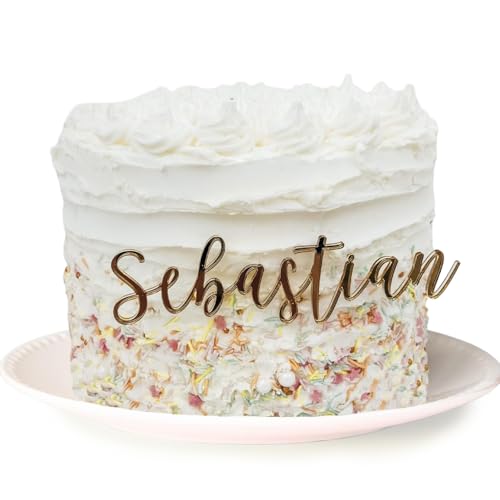 Custom Cake Name Plate | Custom Cake Topper Name for Birthday Party Shower Wedding | 40+ Color, Font, and Size Options | Wedding Place Card Birthday Decoration Made of Acrylic
