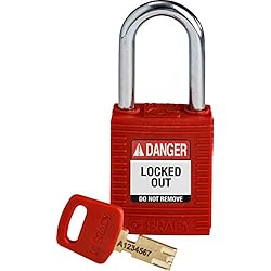 Candado Brady Rojo Candado de Nailon Safekey, 38mm x 84mm x 19mm, Rojo