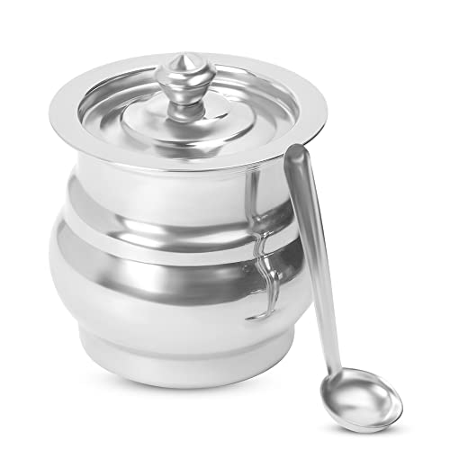 KSJONE Stainless Steel and Copper Coated Ghee Pot with Spoon