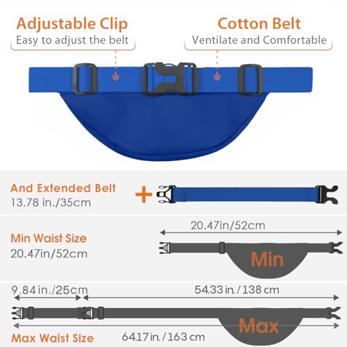 Image of Large Fanny Pack for Women Men - Syican Waist bag with 3-Zipper Pockets Sky blue+Extended Belt