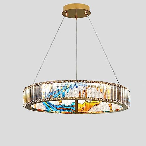 Lustre en cristal de cercle moderne suspendu de forme ovale pour chambre