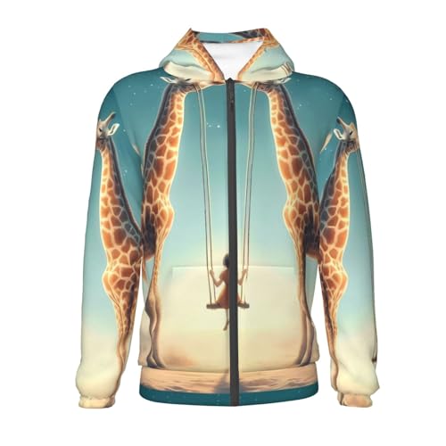 Giraffe Swing Kids Pullover Hoodies Boys Zip Up Sweatshirts Girls Athletic Clothes with Pocket2