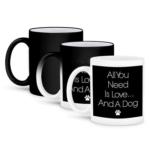3dRose "All You Need Is Love and A Dog Black Print on A White Background" Mug, Black/White, 11 oz