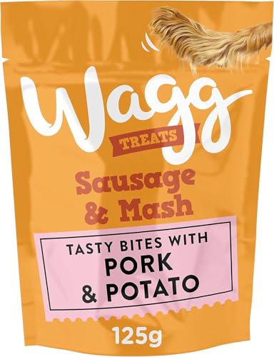 Wagg Sausage & Mash Tasty Bites Pork & Potato Dog Treats 125g (Pack of 7) - Oven Baked