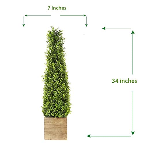 Sn Decor Artificial Boxwood Topiary Tower Tree - 2.8Ft Eucalyptus Boxwood Tree - Indoor/Outdoor Topiary Trees - Boxwood Artificial Outdoor Plants - Lifelike Boxwood Plant (2 Pack) #TOP4