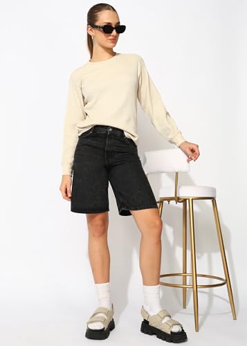 Image of Alan Jones Clothing Women's 100%Cotton Relaxed Fit Waffle Crew Neck Long Sleeve T-Shirt