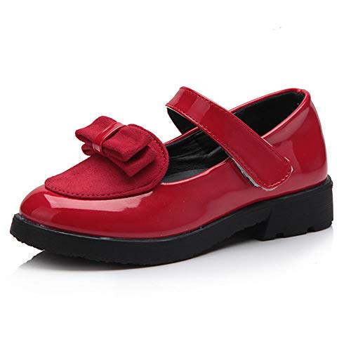 Yu Li Girls School Uniform Shoes Kids Dress Shoes Mary Jane Flat Shoes Red 36