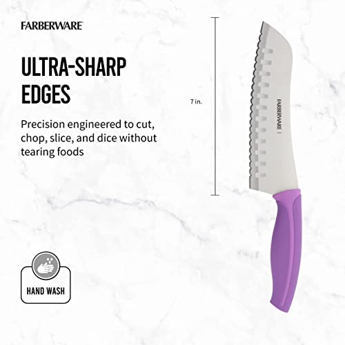 Farberware Precise Slice Serrated Santoku Knife, 7 Inch, Purple - image 2