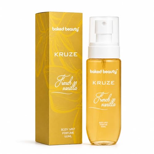 Image of BAKED BEAUTY Kruze French Vanilla Perfume Body Mist | Refreshing Long Lasting Tropical Fragrance|Double Duty Mist For Hair & Body| Travel-Friendly Perfume Body Spray for Women- 100ml