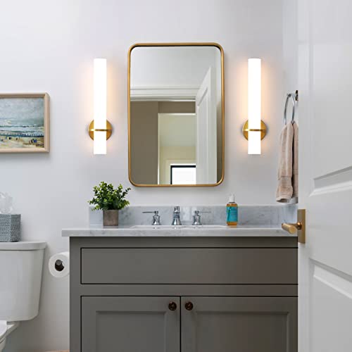 Aijiasi Gold Wall Sconce - Modern Sconce Wall Lighting 18W 3000K Led Dimmable Wall Light Acrylic Lampshade Hardwired 18In Wall Light Fixture For Living Room Bedroom Bathroom Hallway #TOP6