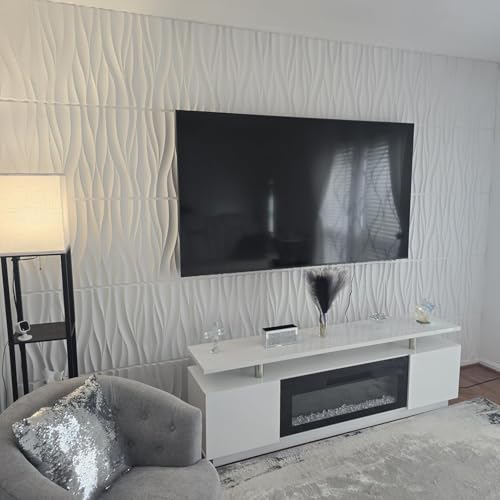 STICKGOO Wave Wall Panels for Interior Wall Decor, White 3D Wall Panels Accent Wall, Paintable 3D Wall Decor Covering Panels for Living Room Bedroom, Pack of 12 Tiles by STICKGOO - Used condition - Image 8