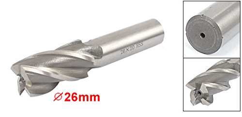 Image of uxcell 20mmx26mmx45mmx121mm Machining Cutting Tool Helical Groove 4 Flute Straight Shank Milling Cutter End Mill