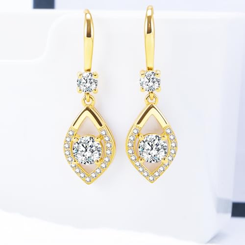 Gold Dangle Earrings for Wome 14K Gold Drop Earrings for Women Earring Minimalist Aesthetic with Cubic Zirconia Dangle Drop Earring3