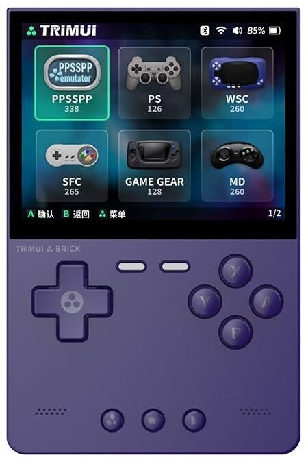 Brick Retro - Console da gioco portatile, display IPS da 3,2 pollici, Allwinner A133plus, batteria da 3000 mAh, USB-C, LED RGB, Linux