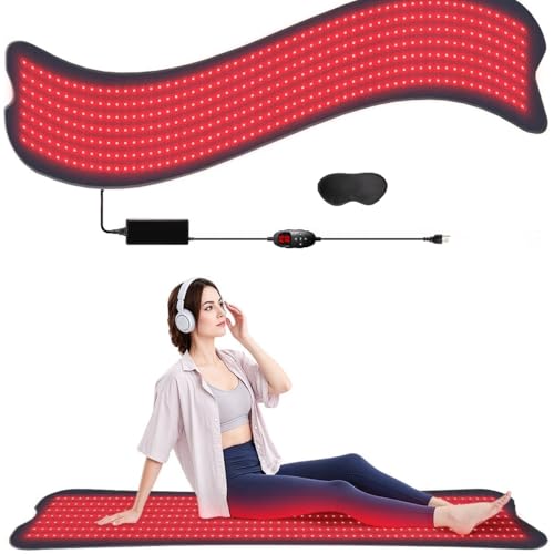 Red Light Mat Near-Infrared Light Mat with 660 nm and 850 nm 59 x 13.7 inch Large Size Red Lamp Mat Including Timer Adjustable Brightness and 3 Modes