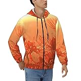 [YXSWDDE] パーカー メンズ 秋服 長袖 ジップアップパーカー スウェット 柔らかい 大きいサイズ フード付き ゆったり カジュアル スポーツ プルオーバー トップス 服 秋 冬 春 朝日の中の彼岸花