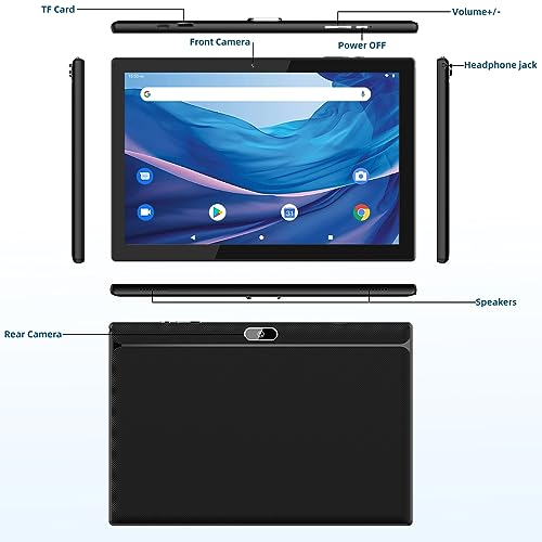 Image of HOTTABLET 10 inch Tablet, 12GB RAM 128GB ROM Computer Tablets with Keyboard, IPS Screen, 2.4G /5G WiFi 6, Bluetooth 5.0, 1TB Expand with Stylus, Black (Black)