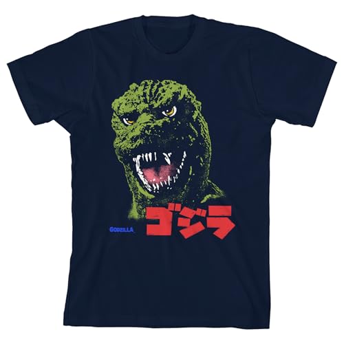 Youth Boys Godzilla Monster Movie Navy Graphic Tee2