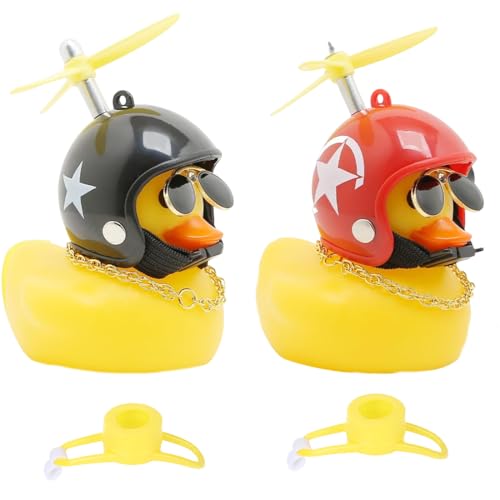 IKOPFLN 2 Stück Gelbe Ente Auto Ornament, Fahrrad zubehör lustig, Ente...