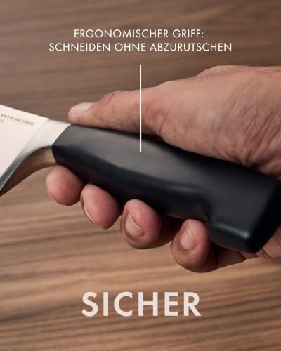 ZWILLING VIER STERNE Spick & Garniermesser 10 cm, Rostfreier Spezialstahl, Ergonomischer Griff, Made in Germany, Schwarz – Ansicht 5