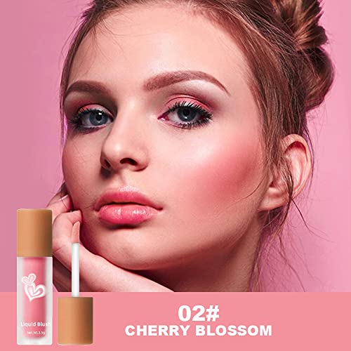 Matte Liquid Cream Blush Makeup Lightweight - Velvet Mousse Texture, Breathable Feel, Sheer Flush Of Color, Natural-Looking, Blush Stick For Cheek, Advanced Hazy Feeling(#02 Cherry Blossom) #TOP3