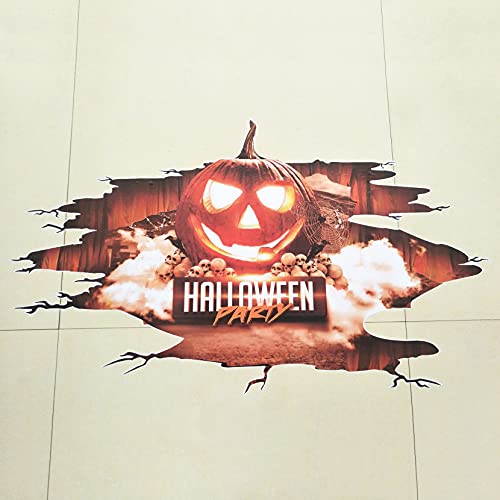 Ivviooo 3D Halloween Pumpkin Wall Stickers, Floor Mural Decal Cling For Living Room Bedroom, Vinyl Cracked Scary Waterproof Pvc Stickers Decoration, H001 #TOP6