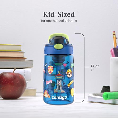 Image of Contigo Aubrey Paw Patrol Leak-Proof Spill-Proof Water Bottle with Autospout, 14oz, Paw Patrol Power Pups, Blue