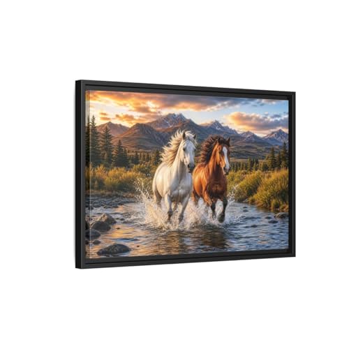 Tableau chevaux sauvages pour habiller un grand mur de salon vide