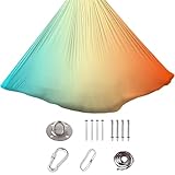 𝐘𝐨𝐠𝐚 𝐬𝐜𝐡𝐚𝐮𝐤𝐞𝐥 Swing 200 Kg Max. Tragfähigkeit Mit Beschläge -𝐘𝐨𝐠𝐚tuch Zum AufhäNgen Geeignet, um Ängste abzubauen,Glück. (280 * 150CM),I-Blau-Orange