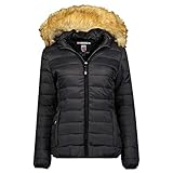 Geographical Norway Clara Lady – Abrigo corto cálido acolchado para mujer – Abrigo cálido invierno para mujer – Chaqueta acolchada (Negro, L)