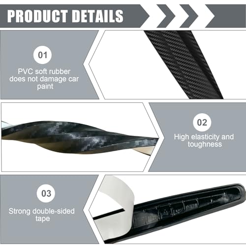 4 piezas de protectores de borde de puerta de coche de fibra de carbono negra, protector de borde de puerta de coche anticolisión, anti-fricción, tiras decorativas para la mayoría de las puertas de - imagen 3