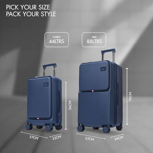 Image of Tommy Hilfiger Cabin Size Luggage Duke - Navy |Carry-On Trolley Bag with TSA Lock |360 Spinner Wheels |Telescopic Handle |Hardshell PC Suitcase | Laptop Compartment | 56cm | 44L Capacity