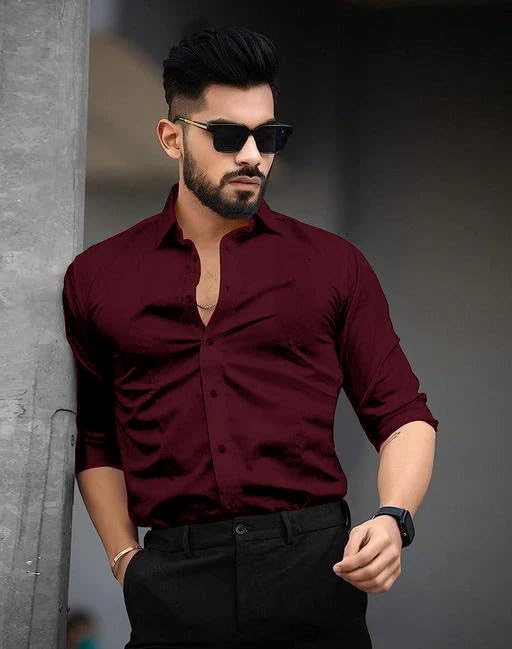 Image of Pinkmint Cotton Spread Collar Long Sleeve Shirt for Men Formal Wear Office Wear Multicolour