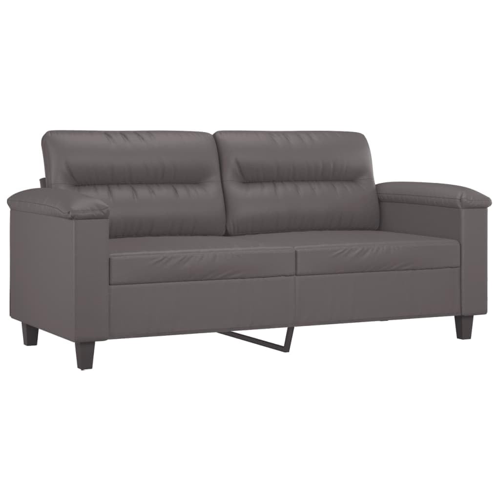vidaXL Sofá de 2 Plazas, Sofá con Reposabrazos Respaldo, Sofá Biplaza Tapizado, Mueble Asiento para Salón Dormitorio, Cuero Sintético Gris