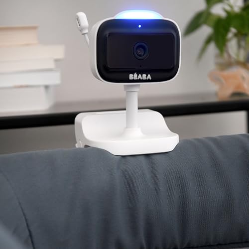 BÉABA, Babyphone Vigilabebés Vídeo con Clip, Nomad, Visión Nocturna, App Móvil, Luz Nocturna Multicolor, Walkie Talkie, Canciones Cuna, Termómetro, Control Humedad, Batería 6h, Zen Nomad Blanco - imagen 7