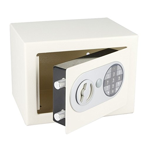CASSAFORTE 17 e acciaio - Cassaforte, cassaforte con Codice Pin tastiera in diversi colori, Bianco