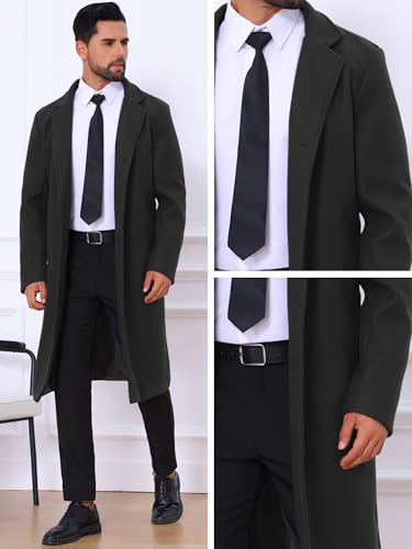 Image of Lars Amadeus Winter Trench Coat for Men's Single Breasted Notch Lapel with Pockets Formal Overcoat