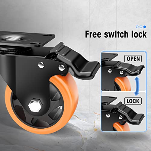 Image of 4 inch Swivel Plate Casters, 1200Lbs Capacity with Brake