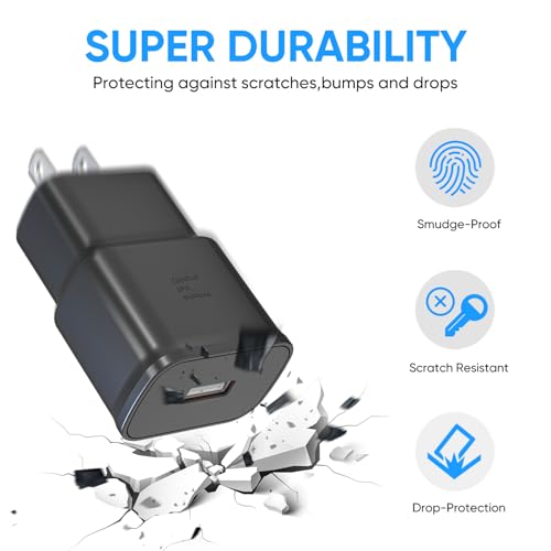 Image of Adaptive Fast Charging Block USB Wall Charger Adapter Fits Samsung Galaxy S25 /S24 /S23 /S22 /S22 Ultra /S21 /S20 /S10 /S9 /S8 /S7 /Edge /Note 10 Quick Charge (Black, 2 Pack)