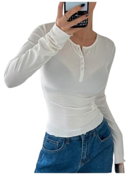 Image of JC JUMMY COUTUREWomen's Quarter Button Full Sleeve Shirt - Stylish & Versatile Tops PP