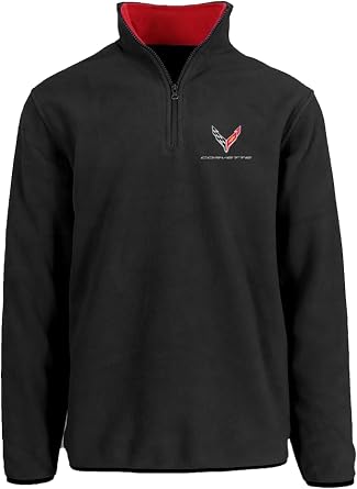 JH Design Mens Chevy Corvette C8 Quarter Zip Fleece Sweatshirt 2 Colors