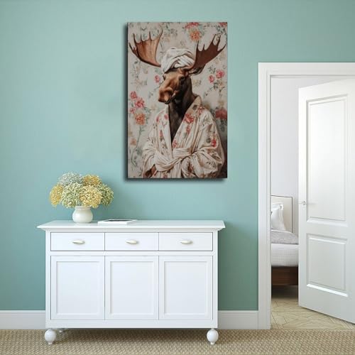 Poster sur toile élan en peignoir décoration murale design 40x60 - 4