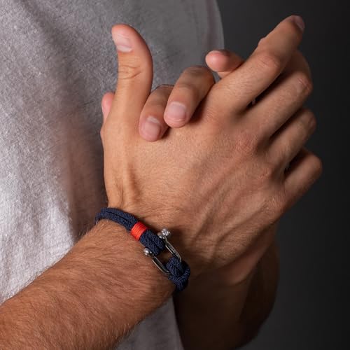 Elegatto Alchor Premium Rope Bracelet for Men | Nylon Marine Cord with Silver Polished Stainless Steel Shackle Closure | Waterproof and Fade-Resistant | Men’s Designer Bracelets4