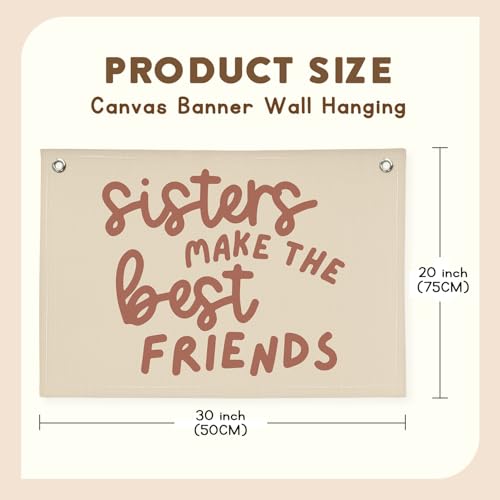 Image of Girls Room Decor, Sisters Make The Best Friends Banner Flag for Sisters Room Decoration，Boho Nursery Wall Decor Baby Toddler Kids Girls Bedroom Decor 30x20,girlroom