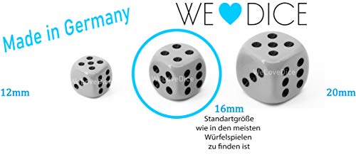Würfel (16mm W6) in Silber/weiße Punkte - Made in Germany - WeLoveBeads - 5 Stück